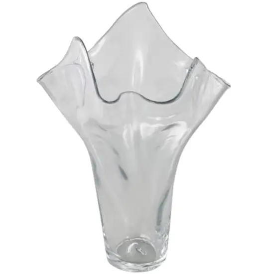Clear Tulip-Inspired Glass Vase with Wavy Opening {1}