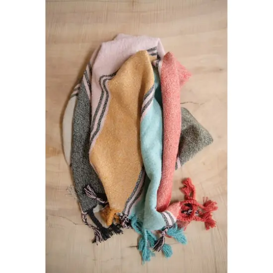 Hello Honey&reg; Multicolor Stripe Recycled Cotton Blend Throw Blanket with Braided Fringe {5}