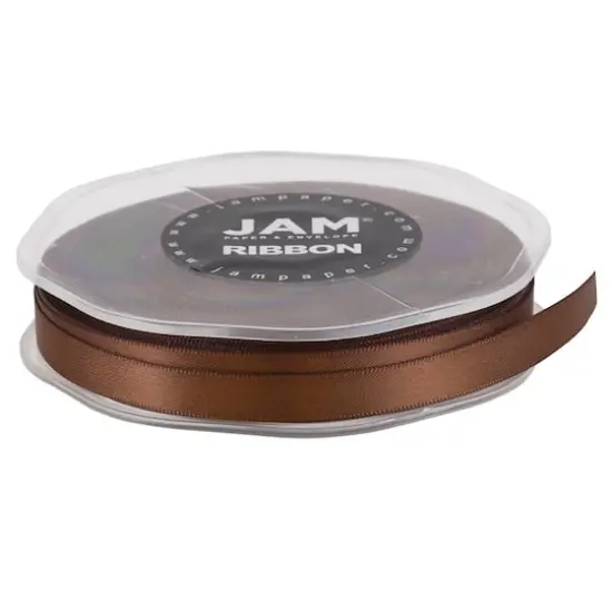 JAM Paper 3/8" x 25yd. Double Faced Satin Ribbon Chocolate Brown {6}