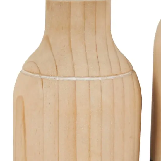 Natural Wood Color Block Vase Set {4}