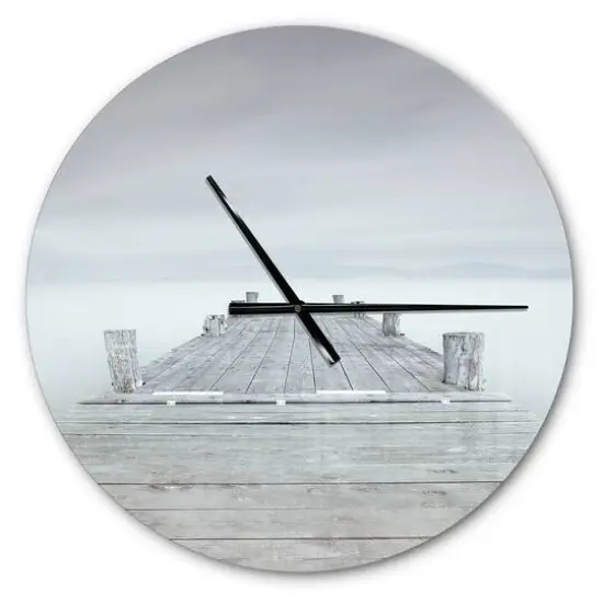 Designart 'Wooden Pier In Cloudy Mood Modern Wall Clock {1}