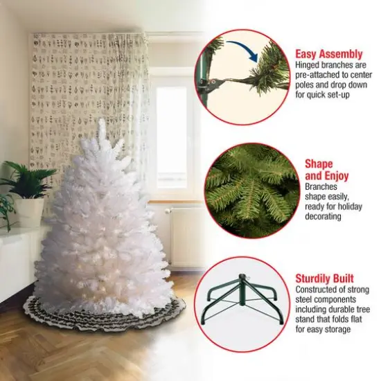 4.5ft. Pre-Lit Dunhill&reg; White Fir Artificial Christmas Tree, Clear Lights {7}