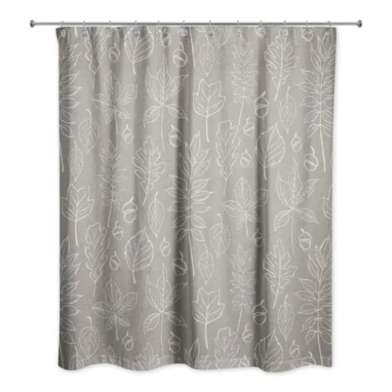 Gray Fall Leaves Shower Curtain {1}