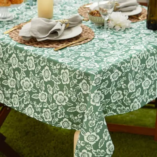 Artichoke GreenFloral Print Outdoor Tablecloth, 60" x 84" {5}