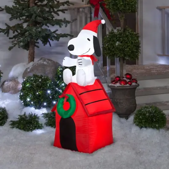 4ft. Airblown&reg; Inflatable Christmas Snoopy on Dog House {4}