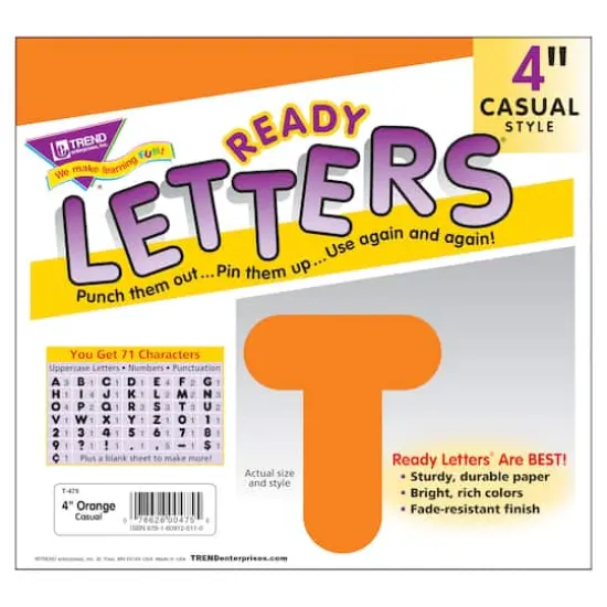 4" Casual Uppercase Ready Letters&reg; Tangerine {4}