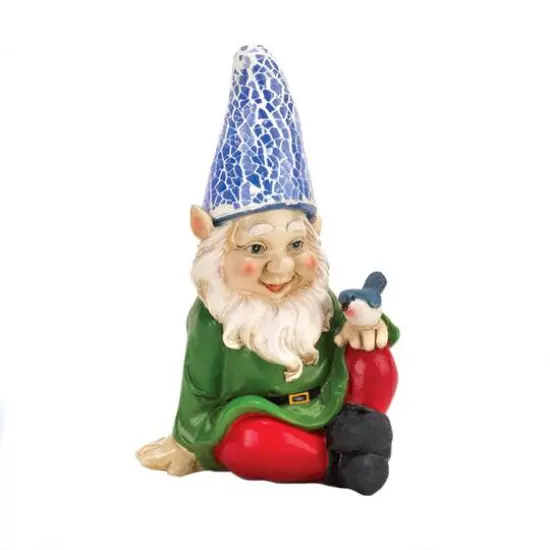 7" Cheery Gnome Solar Statue {6}