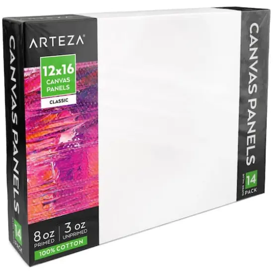Arteza&reg; 12" x 16" White Canvas Panels, 14ct. {3}