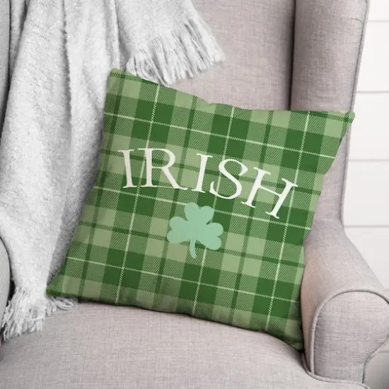 Irish Clover Green Plaid 3 18" x 18" Throw Pillow {4}