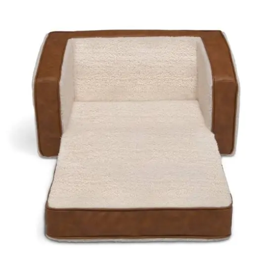 Sherpa Flip Out Chair With Brown Leather {4}