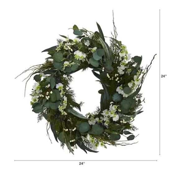 24'' Eucalyptus & Dancing Lady Orchid Wreath {3}