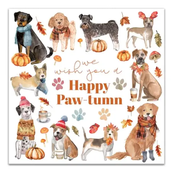 Happy Paw-tumn 16" x 16" Canvas Wall Art {1}