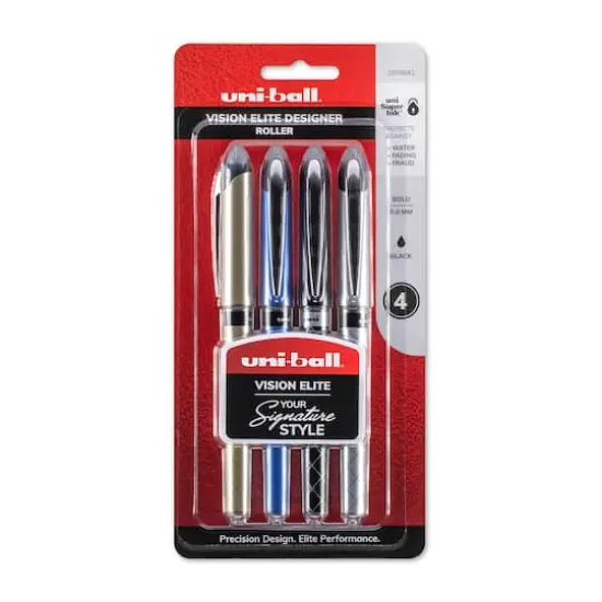 Uni-Ball&reg; Vision Elite Designer 4 Black 0.8mm Rollerball Pen Set {1}