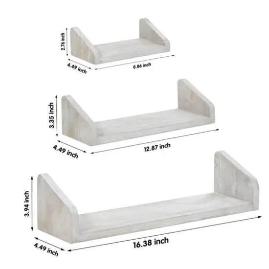 NEX&trade; Rustic Gray Floating Shelves Set {3}