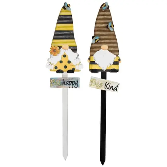 24" Bee Gnomes Wooden Garden Stake Set {1}