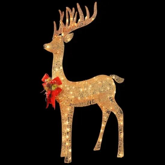 48" Champagne Standing Reindeer, Mini Clear LED Lights {4}