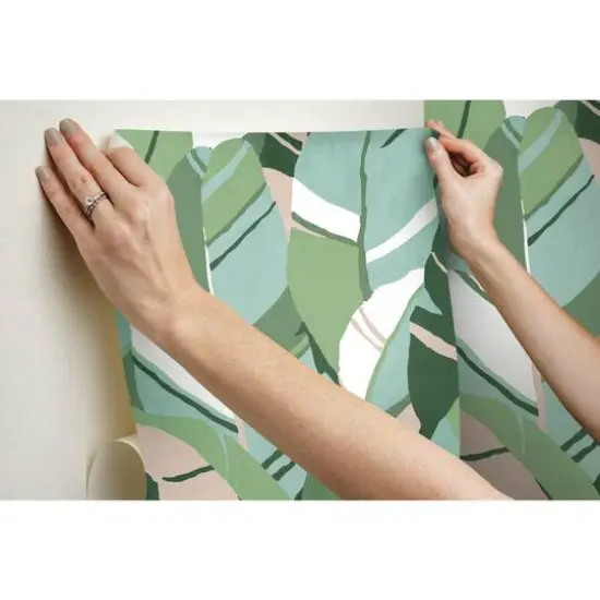 RoomMates Hearts of Palm Peel & Stick Wallpaper Green/Pink {11}
