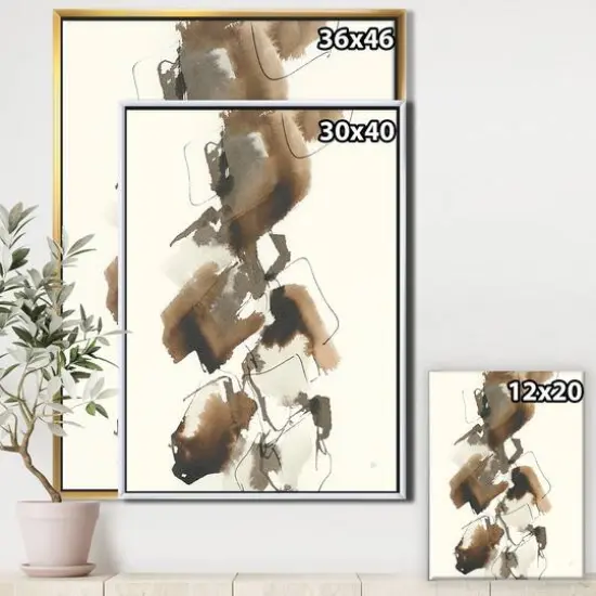 Designart - Gold Glam Squares I - Modern & Contemporary Canvas in Gold Frame {4}