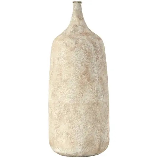20" Beige Distressed Metal Vase {3}