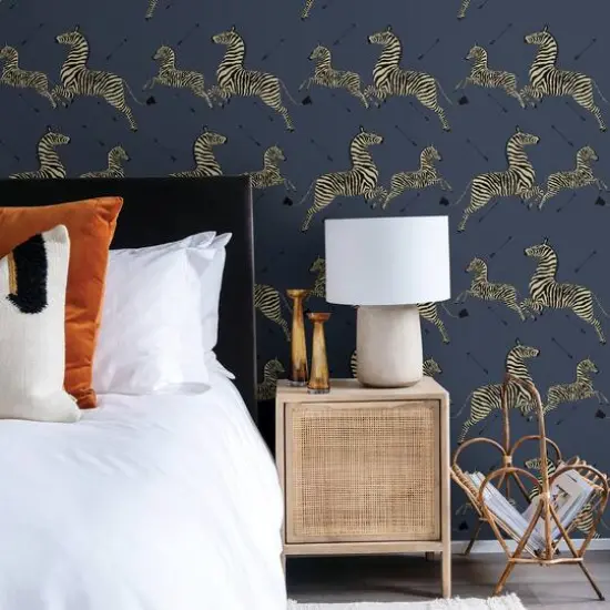 Scalamandre Denim Zebra Safari Peel & Stick Wallpaper {8}