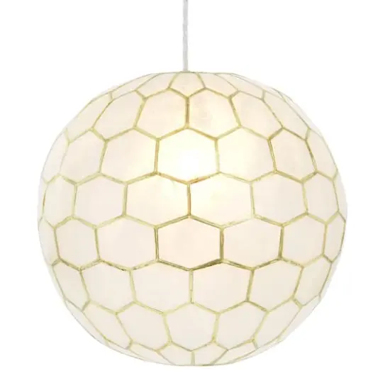 Hello Honey&reg; Capiz Honeycomb Globe Pendant Light {4}