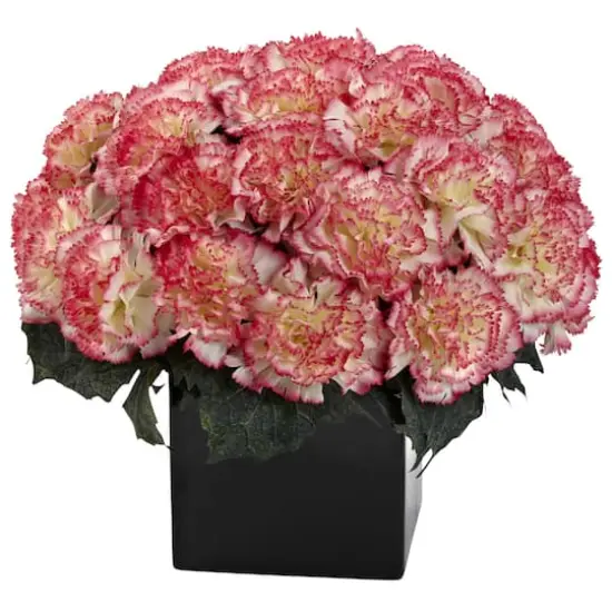 11" Cream Pink Carnation Arrangement with Vase {1}