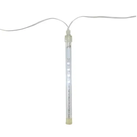10ct. White Transparent Dripping Icicle Snowfall Christmas Light Tubes with Clear Wire {1}