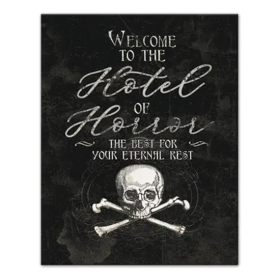 Hotel Of Horror Skull Canvas Wall Art {1}