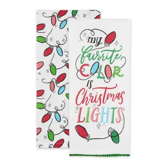 DII&reg; Christmas Lights Printed Dishtowel Set {3}