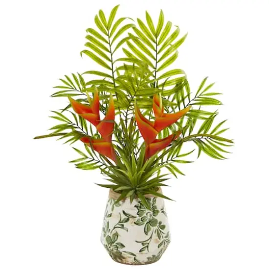 18" Heliconia and Agave Artificial Plant in Decorative Planter {1}