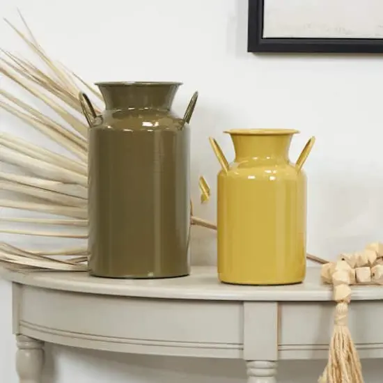 Multicolored Metal Jug Vase with Handles Set {6}