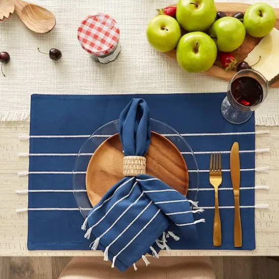 DII&reg; Striped Tassel Napkins, 4ct. Navy {5}