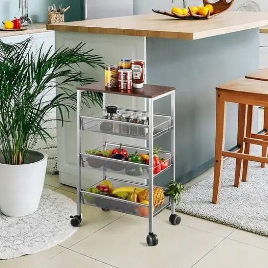 Silver 3-Tier Rustic Kitchen Cart {7}