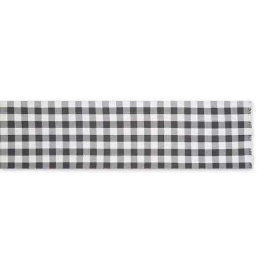 DII&reg; 108" Heavyweight Check Fringed Table Runner Mineral {4}