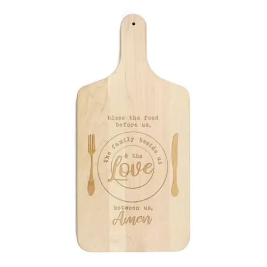 17" Food Before Us Maple Paddle Cutting Board {1}
