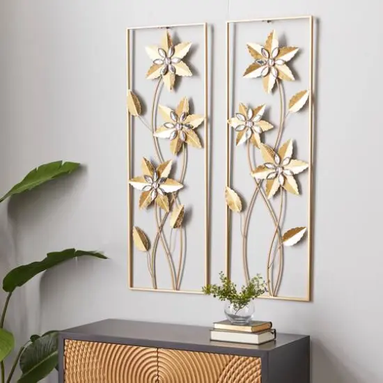 36" Gold Metal Contemporary Wall D&eacute;cor Set {10}