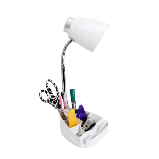 LimeLights 18.5" Gooseneck Organizer Desk Lamp with Tablet Stand White {7}