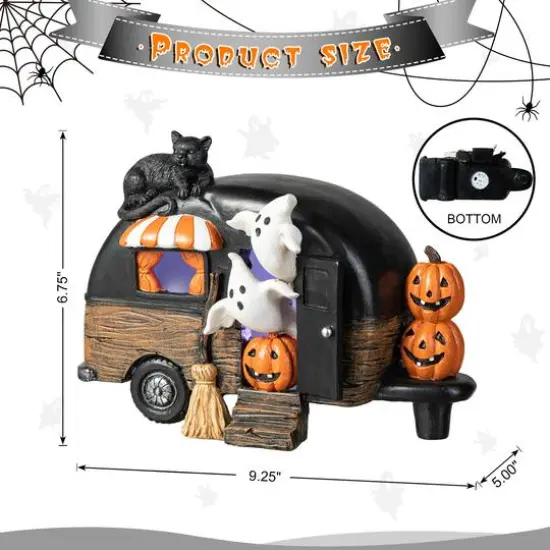 Glitzhome&reg; 9.25" Halloween Lighted Camper Table D&eacute;cor {9}