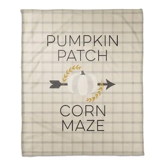 Multicolor Pumpkin Patch Corn Maze Fleece Blanket {1}