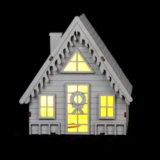 6" Unfinished Winter A-Frame House DIY LED Wood Décor by Make Market® {3}