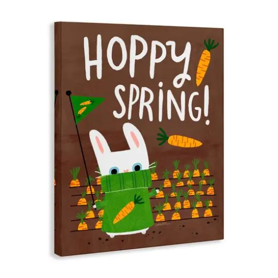 Stupell Industries Happy Spring Bunny & Carrots Canvas Wall Art {4}