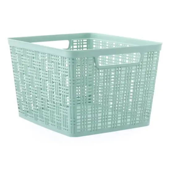 Sage Plastic Wicker Storage Basket by Simply Tidy&reg; {3}