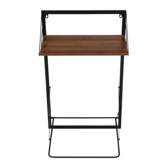 Honey Can Do Black & Walnut Collapsible Wall-Mounted Hamper with Bag and Shelf {13}