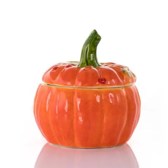 Gibson Home&reg; Orange Stoneware Pumpkin Cookie Jar with Lid {11}