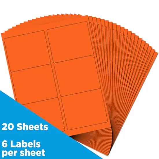 JAM Paper Adhesive Shipping Labels, 3.33" x 4" Orange {4}