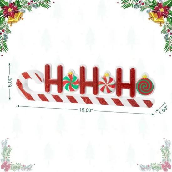 Glitzhome&reg; 19" Christmas Wooden Epoxy HOHOHO Candy Cane Table Decor {9}