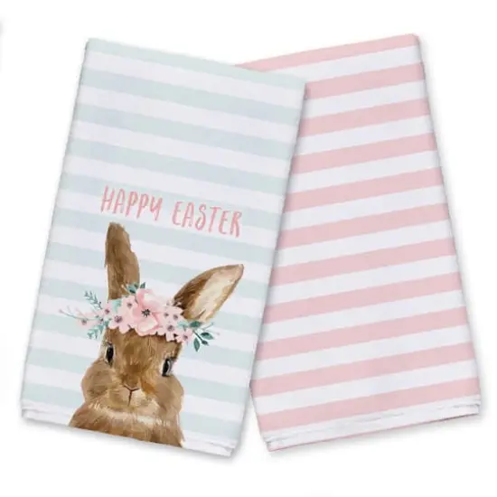 Happy Easter Bunny Tea Towel - Set of 2 {1}