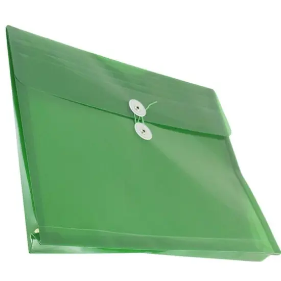 JAM Paper Letter Booklet Plastic Envelopes with Button & String Tie Closure, 12ct. Green {4}