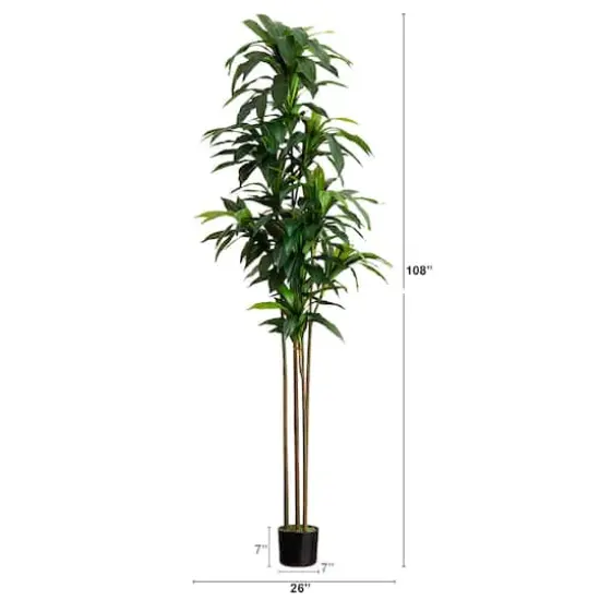 9ft. Potted Green Artificial Dracaena Tree with Real Touch Leaves {3}