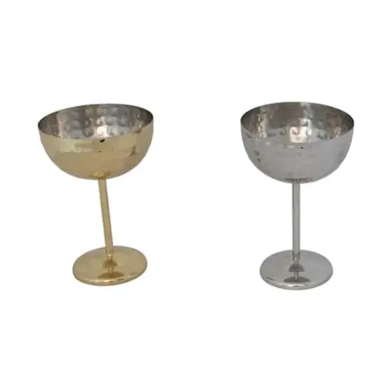Hello Honey 2-Piece Hammered Stainless Steel Coupe Glass, Gold and Silver {1}